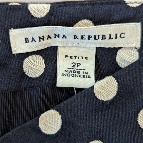 Banana Republic NWT Navy Polka Dot Sheath Dress Petite 2P Cotton Blend Workwear - Picture 9 of 16